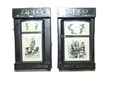 Zippo Lighter Pair – His & Hers Nautical Ship Design – Matching USA Made