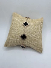 Clover Bracelet. Rose Gold Plated With Black. Brand New. (bag 66)