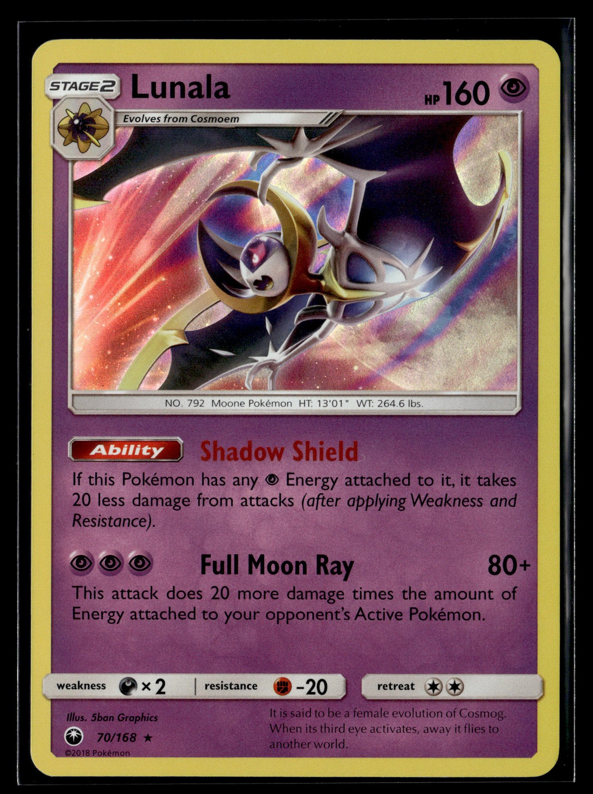 Pokemon TCG SM - Celestial Storm #70/168 Lunala HOLO FOIL