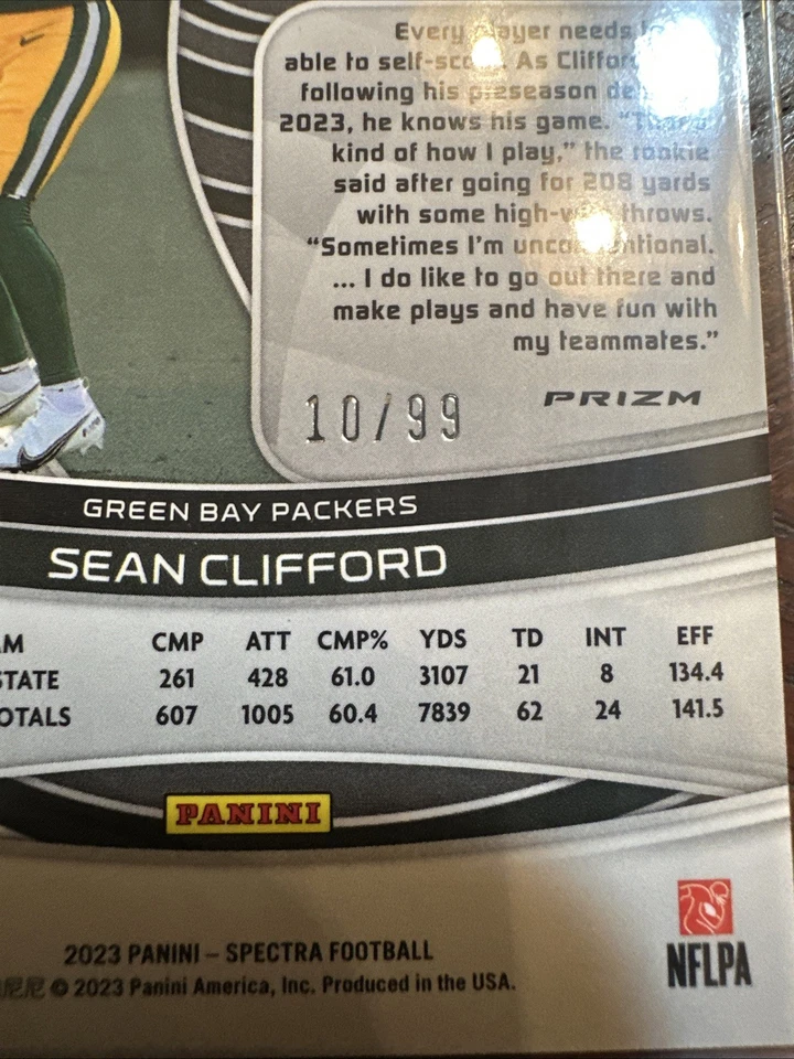 2023 Panini Spectra Sean Clifford Celestial #/99 Rookie #179 - Image 3 of 3