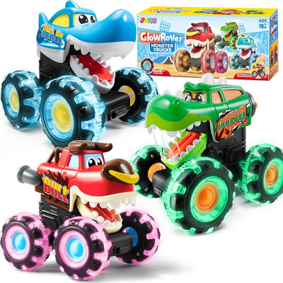 3 Pack Light-Up Monster Trucks   Motion Toy Cars for Toddlers, Boys, Kids Gifts