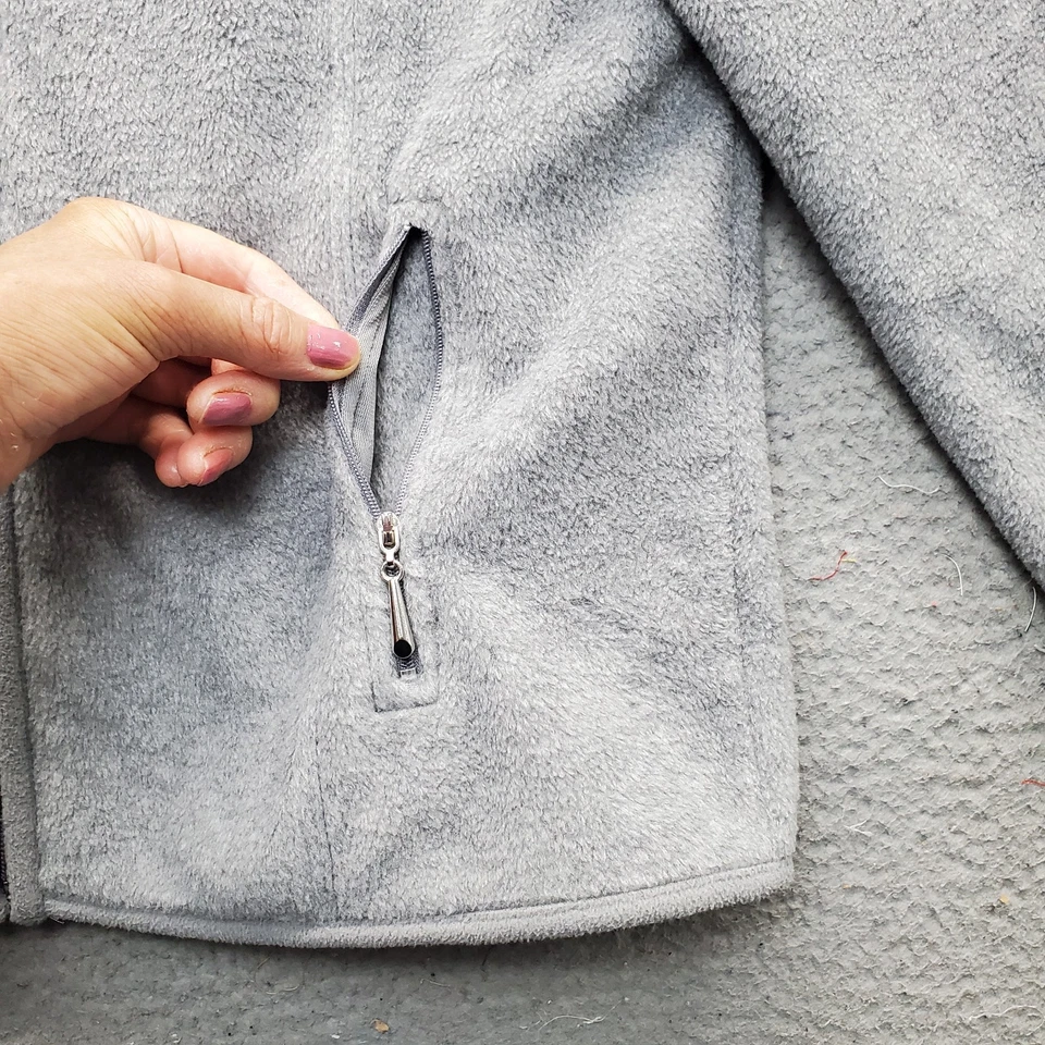 Chaqueta polar deportiva Karen Scott para mujer gris PM manga larga cuello falso cremallera completa Foto 3 de 4