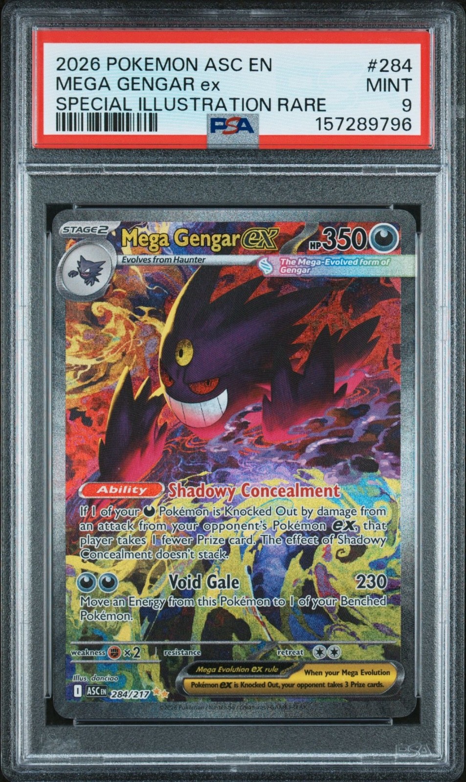 2026 Pokemon ASC En Mega Gengar Ex Special Illustration Rare #284 PSA 9