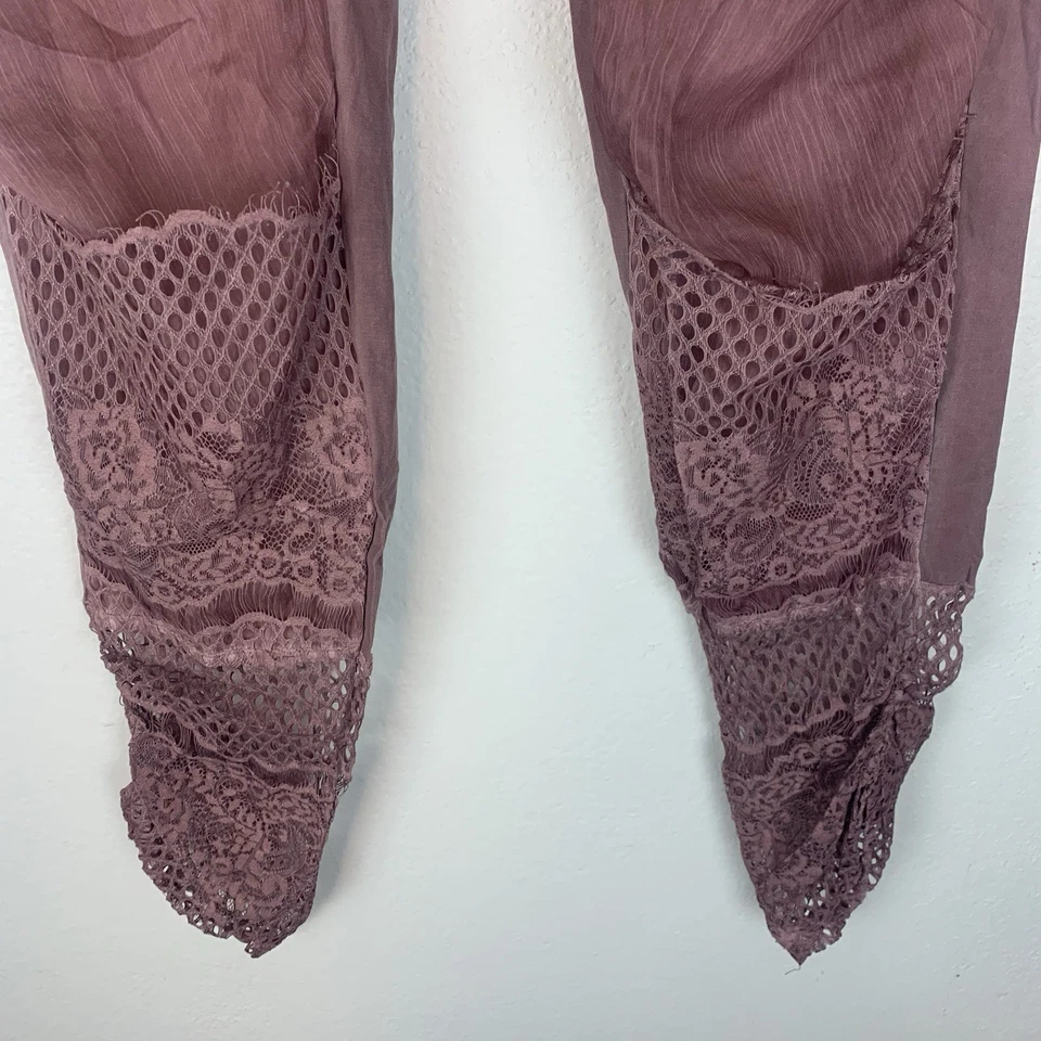 Pantalones Pretty Angel Mujer XL Pull On Mezcla Cónica de Lino Artístico Boho Encaje Caprichoso Foto 3 de 4