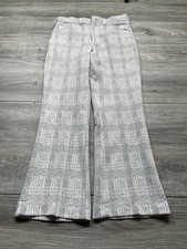 1970s Flares Patterned White True Vintage Sears Perma Press Obscure Pants