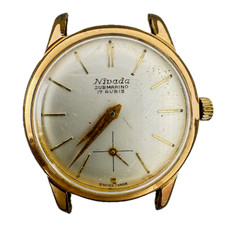 Reloj pulsera mecánico para hombre Nivada Submarino 17J 1977 ETA 900 chapado en oro suizo