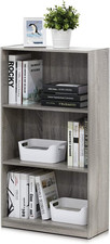 Basic 3-Tier Bookcase Storage Shelves, French Oak Grey
