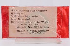 HAMILTON WATCH Co. GRADE 992B, NOS POCKET WATCH MAIN SPRING, 33101 33102 EH