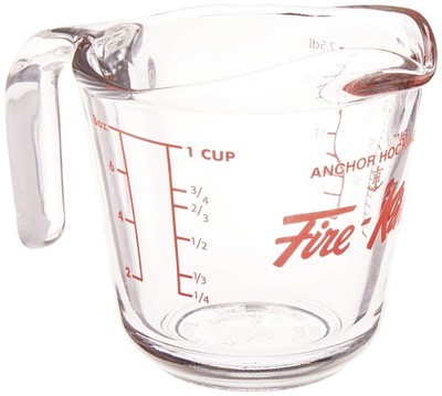 Anchor Hocking Fire-King Measuring Cup, Glass, 1-Cup 1-Cup, Clear 