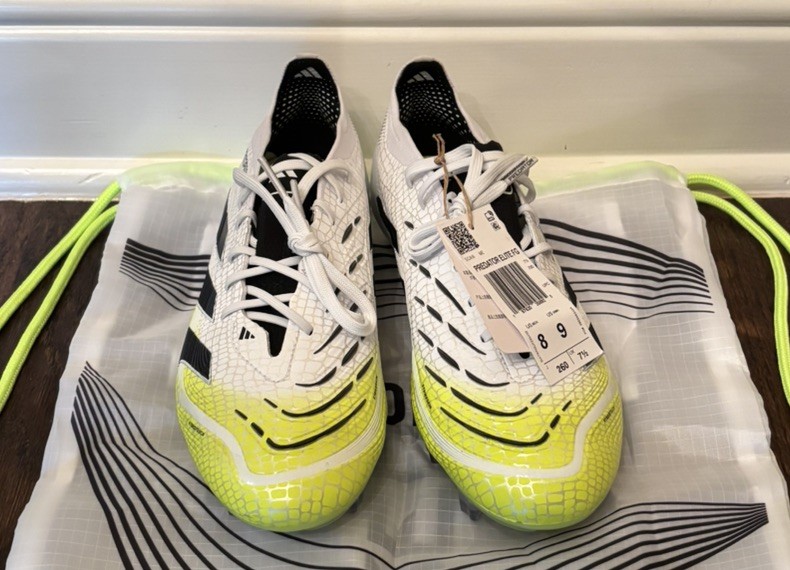 ADIDAS PREDATOR ELITE FIRM GROUND CLEATS WHITE BLACK LEMON MENS JI1082 size 11.5 New adidas Predator Elite FG Cleats Cloud White Black Lucid  main image 4