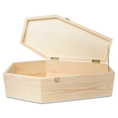 Wooden Coffin Box 24 inch Unfinished, Halloween Decor, Pet Casket | Woodpeckers