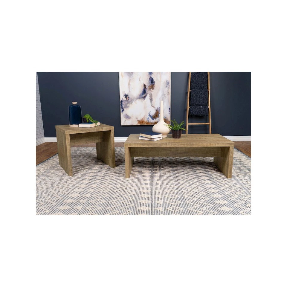 Mesa auxiliar cuadrada de madera de ingeniería Lynette mango Foto 4 de 4