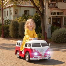 AIYAPLAY Kinder Elektroauto, 12V Kinderfahrzeug mit MP3 Doppelmotor Hupe LED Rot