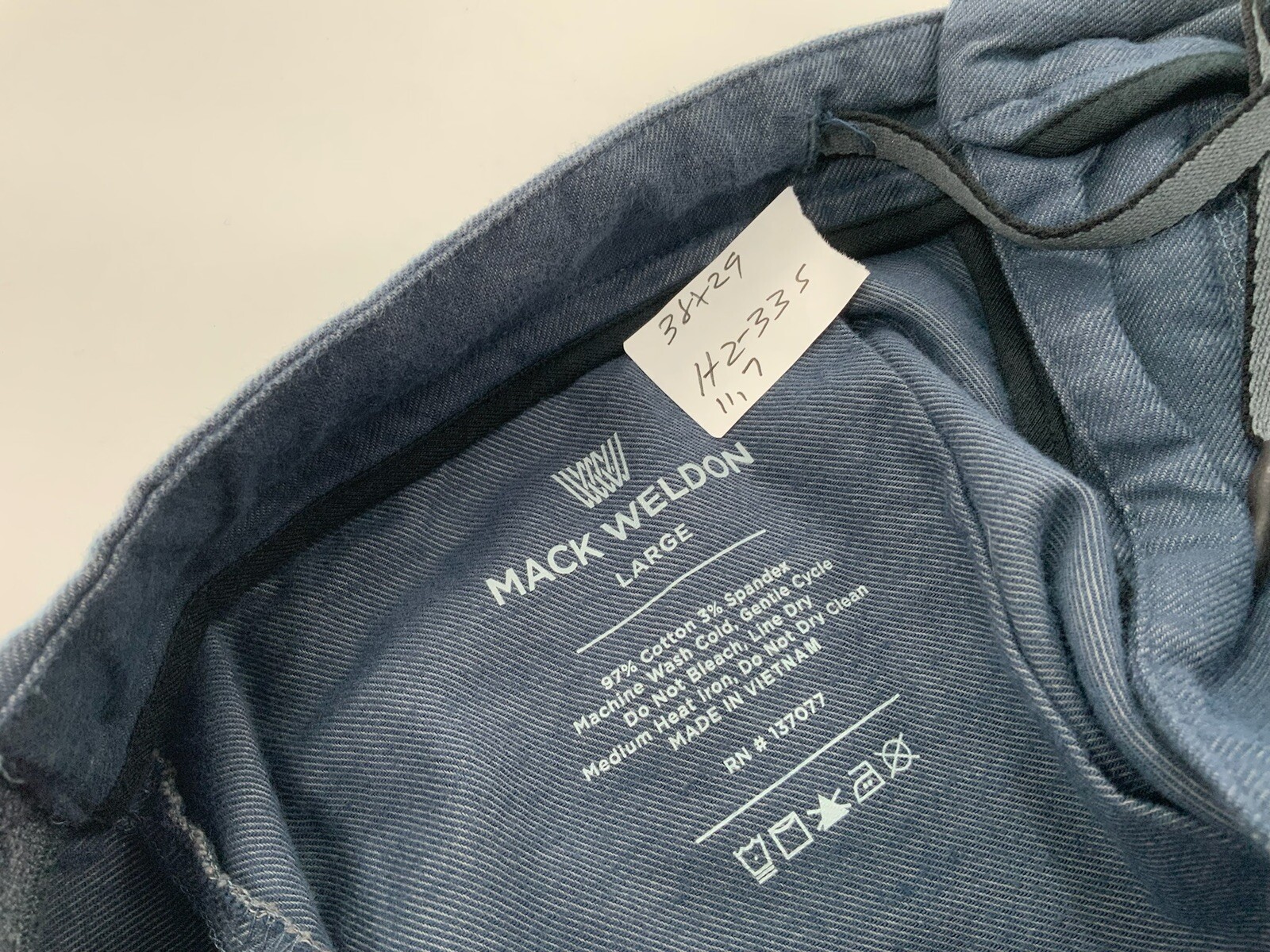 Mack Weldon Jogger Pants Men L Blue Cotton Spandex Pockets Drawstring YGI H2-335