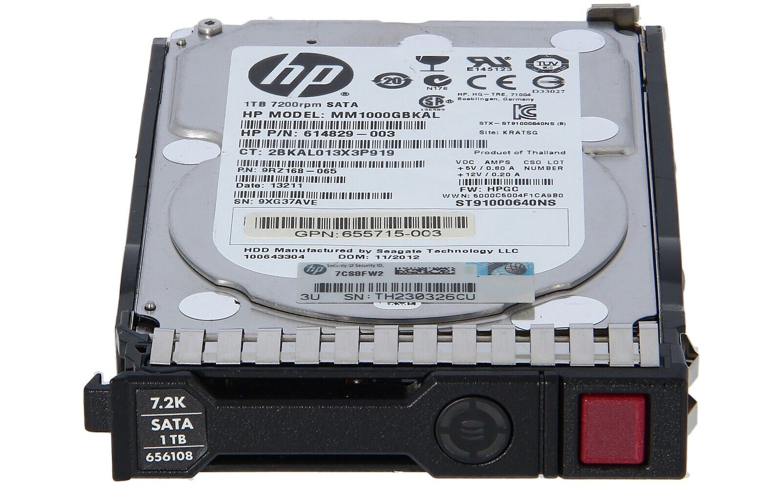 HP HDD 1TB 7.2K SATA 6G SC 2.5 SFF G9 | Part Number: 656108-001 {ad05)