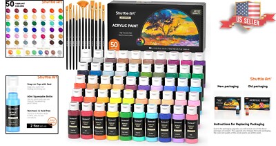 Acrylic Paint Set for Artists, Beginners & Kids - 50 Vibrant