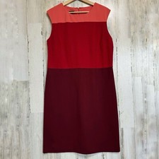 Talbots Red Pink Colorblock Sleeveless Dress Size 14 Career Business Office