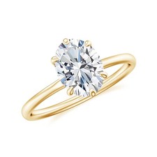 1.30CT Oval Shaped 6-Prong Set Solitaire Moissanite in Sterling Silver Gold Ring