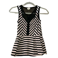 Pins and Needles Anthropologie Women's Tank Top XS Black Striped Mesh
