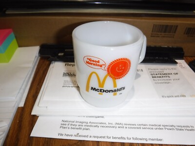 Vintage White McDonalds Coffee Cup Anchor Hocking Fire King Mug