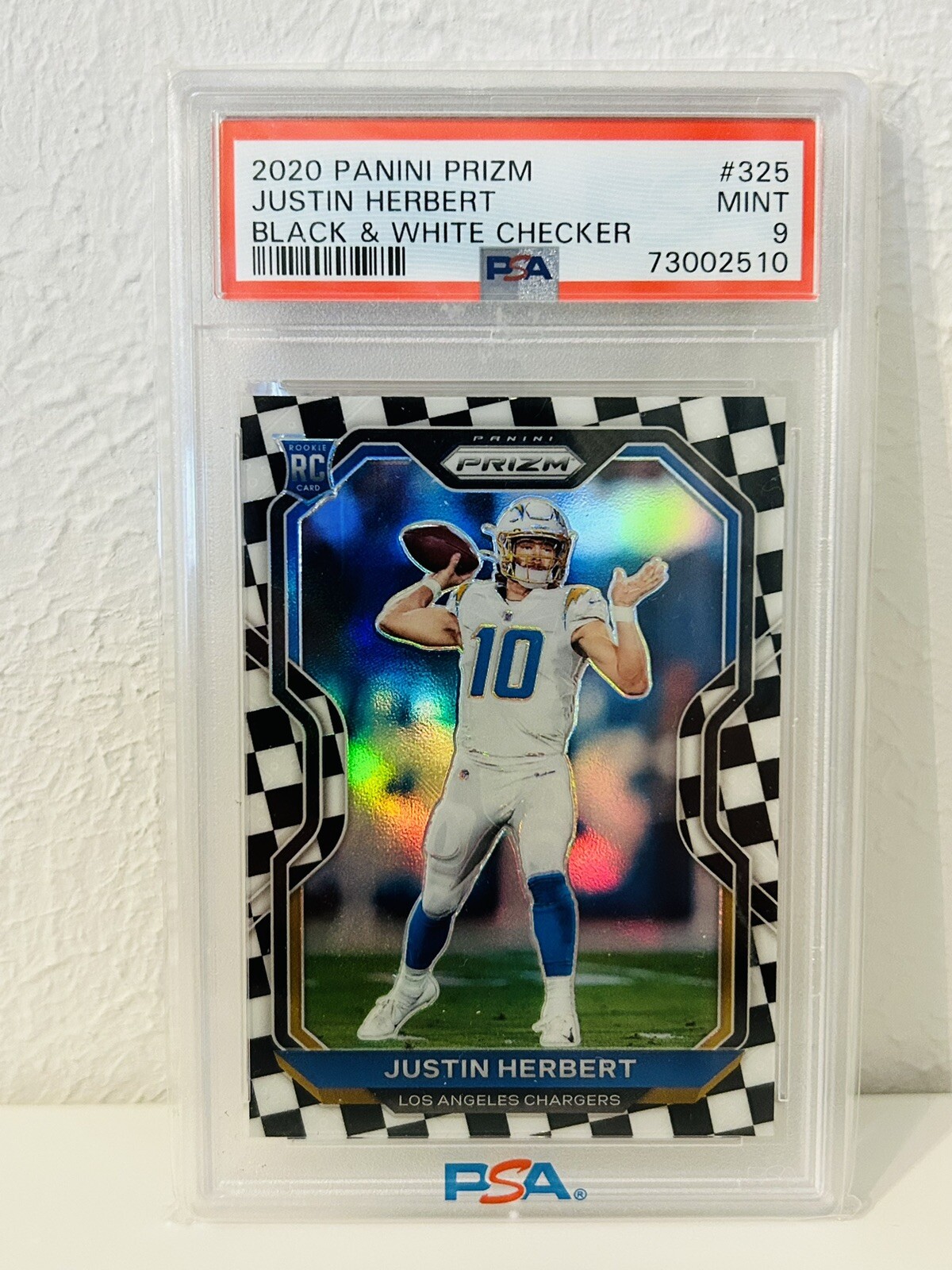 2020 Panini Prizm Black White Checker #325 Justin Herbert RC Rookie PSA 9 SSP