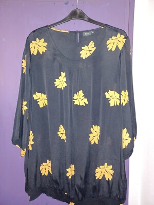 ZIZZI BLACK AND ORANGE ELASTICATED BLOUSE..SIZE XL..FITS 26.