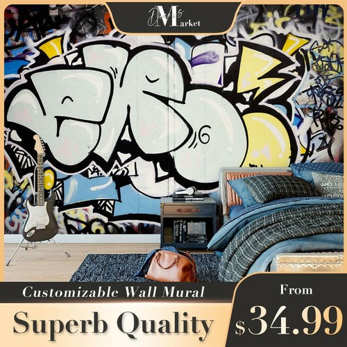 Graffiti Letters 3D Wall Mural Bedroom Australia Wallpaper Murals eBay