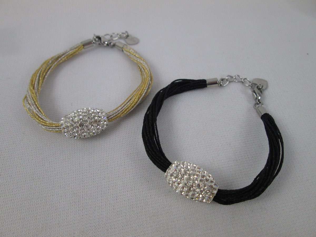 QVC Stainless Steel by Design Set of Pave Crystal Station Multi