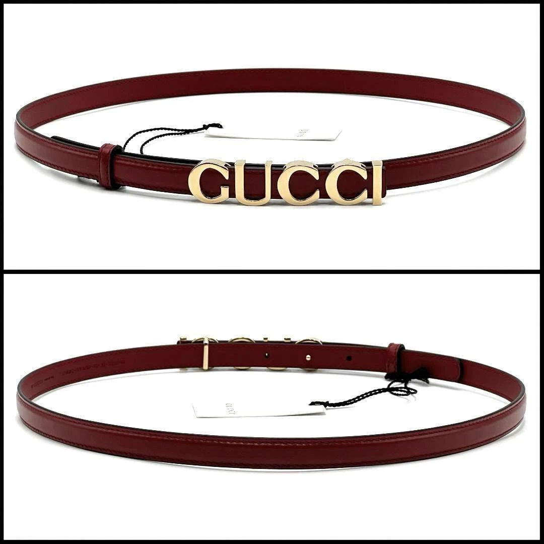 Ceinture fine femme GUCCI 80 cm cuir rouge neuve