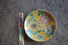 Chinese Vintage Hand Painted Golden Peony Floral Decorative Dinner sized plate