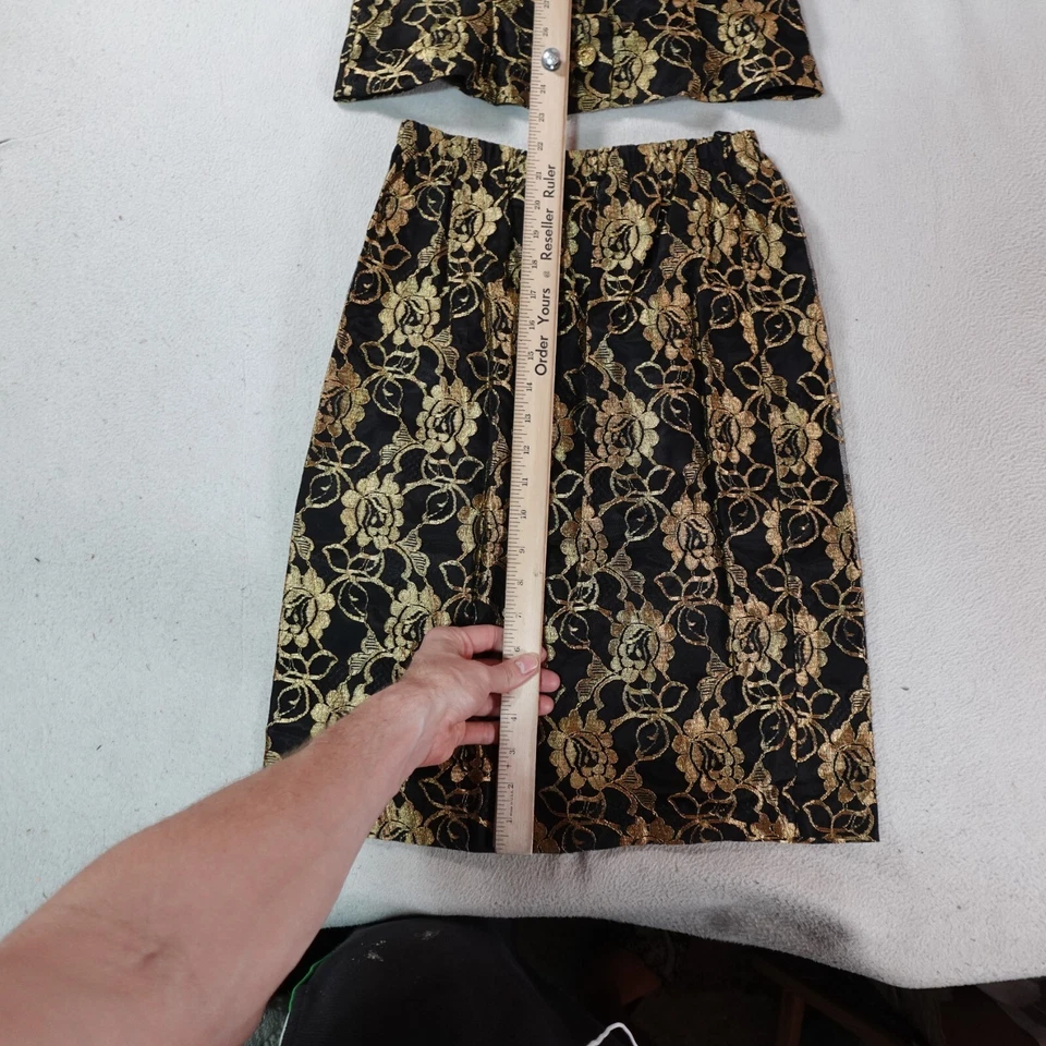 Conjunto de 12 falda chaqueta vintage Ellen Hart negra floral caprichoso hada vampiro Foto 3 de 4