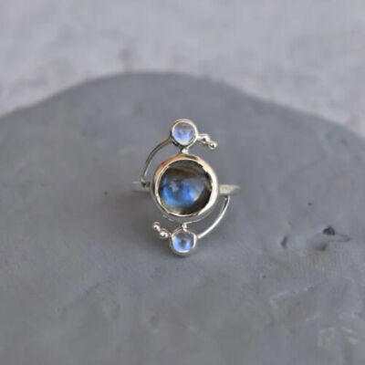 Labradorite ring 925 Sterling Silver Band & Statement Handmade Ring Allsize B364