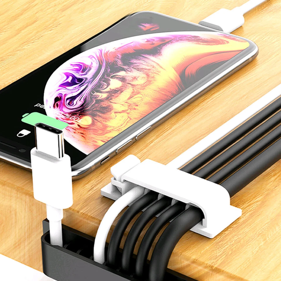 3x Cable Organizer Self Adhesive USB Cable Management Holder Clamp Wire Winder - Image 2 of 4