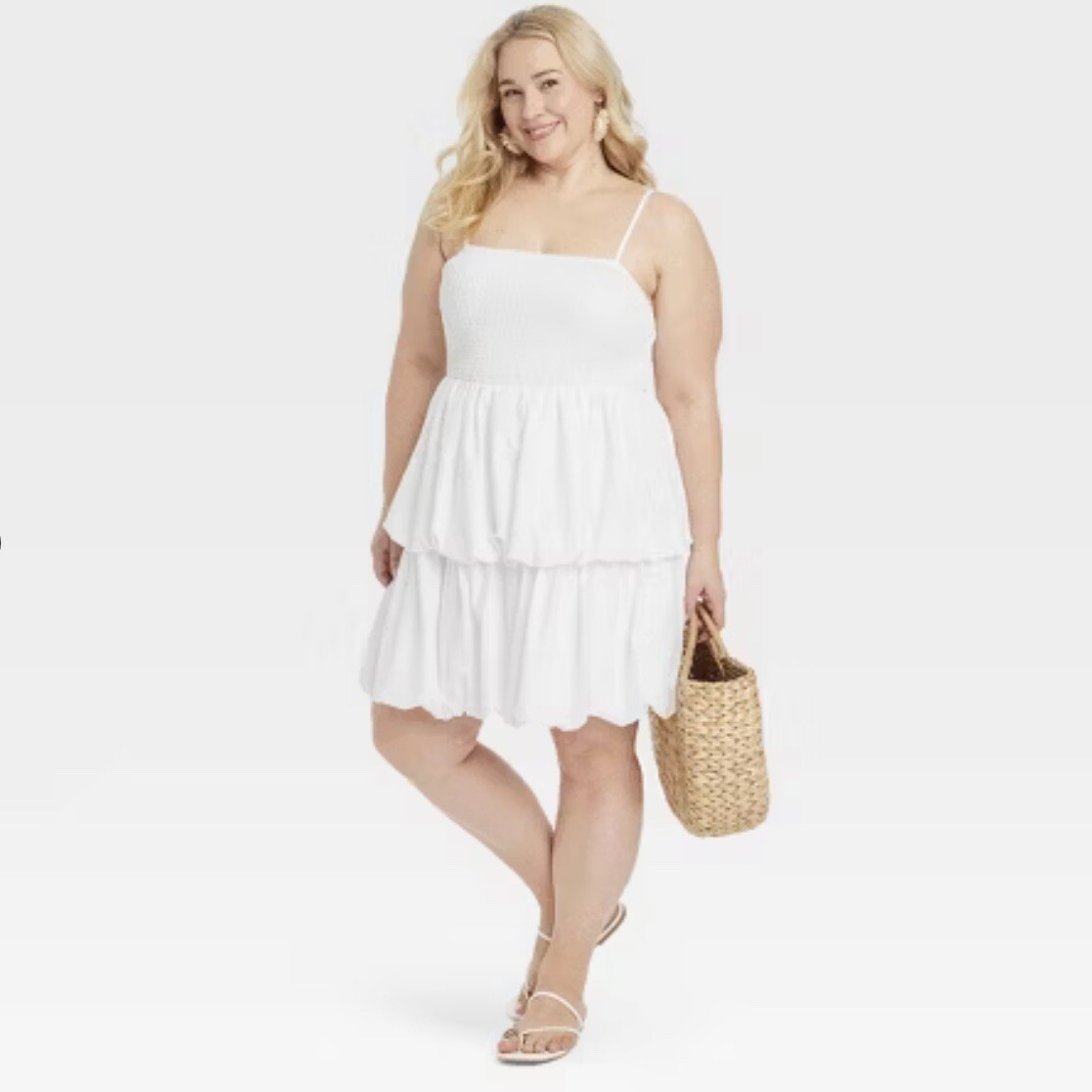 knee length dresses for ladies Fabiola Lace-Up Bubble Hem Corset Mini Dress in Ivory main image 0