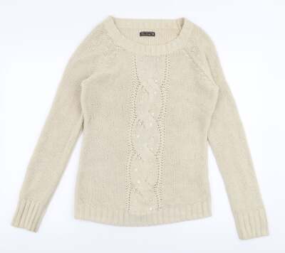 Key Largo Damen Pullover beige U-Boot-Ausschnitt Acrylmischung Größe M