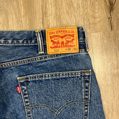 Levi's 505 Men's Jeans 38x30 Denim Blue 100% Cotton Y2K Straight - Picture 8 of 9