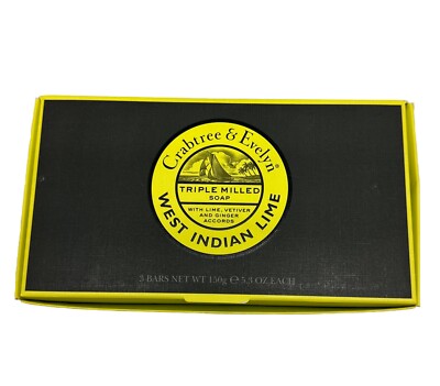 Crabtree & Evelyn Triple Milled Soap Set for Men, West Indian Lime 3 Bars
