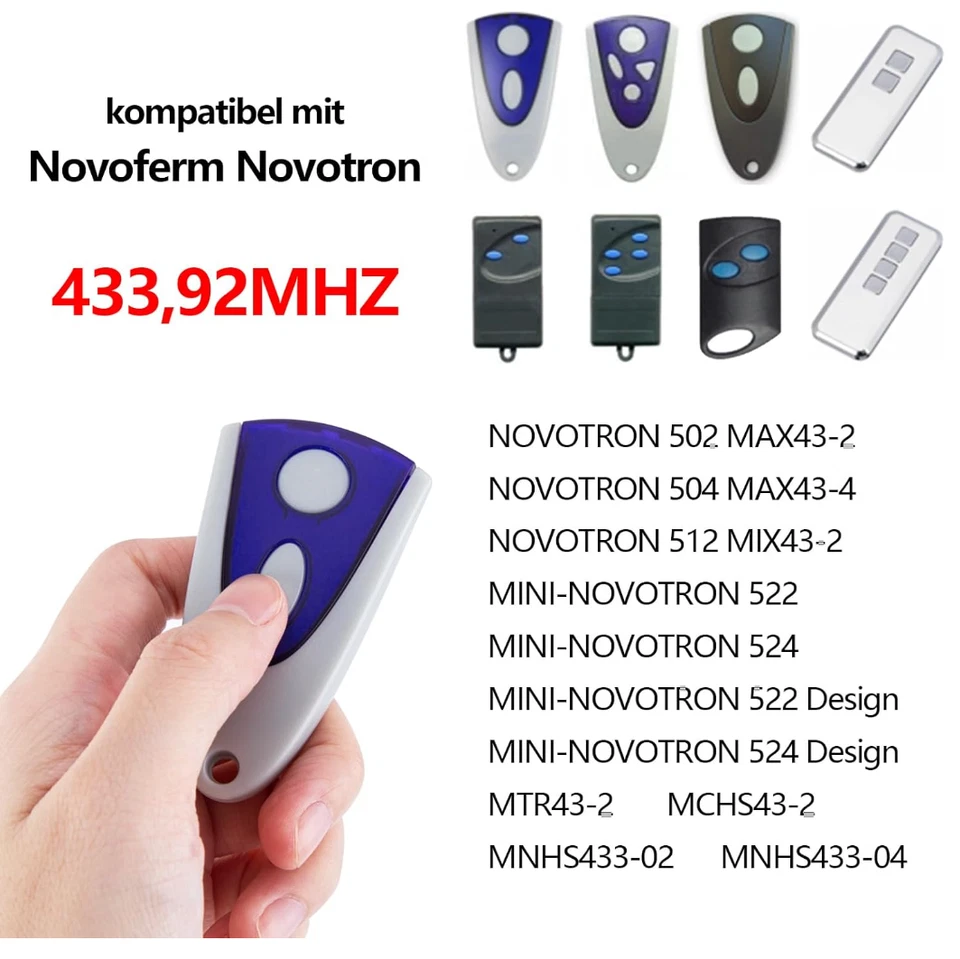 1 Stück Ersatz Handsender für Novoferm NOVOTRON 502 MAX43-2 512 MIX43- - Bild 2 von 4