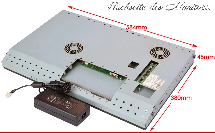 MONITOR OPEN FRAME 26" 66cm 1920x1200 FULL HD+ 16:10 FORMATO 24V ANCHE PER CAMION M26 - Immagine 3 di 4