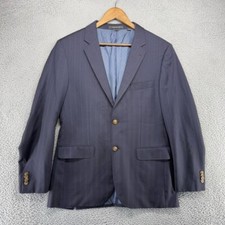 Indochino Blazer Jacket Men's 42 Blue Pinstripe Custom Sport Coat Wool Silk