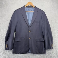 Indochino Blazer Jacket Men's 42 Blue Pinstripe Custom Sport Coat Wool Silk