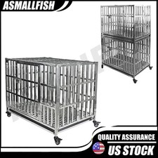 Confote 37" Stackable Heavy Duty Dog Kennel Pet Stainless Steel Crate Cage 2pcs