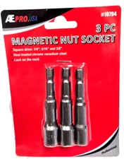 3 PC. NEW 1/4,5/16,3/8" x 2-1/2" LONG MAGNETIC NUT DRIVER SETTERS QUICK RELEASE