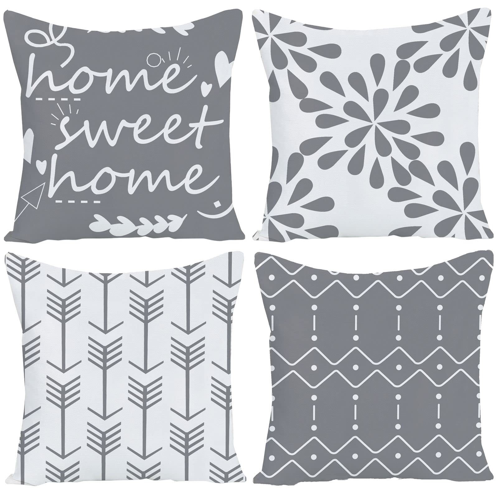 Christmas Farmhouse Pillow Covers Decor with Home Sweet Home Quotes 18x18 Set...