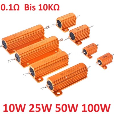 RX24 Power Aluminium Drahtwiderstand Lastwiderstand 10W 25W 50W 100W 0.1Ω-10KΩ