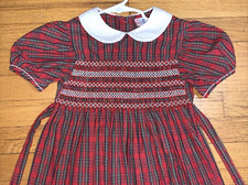 Orient Expressed Inc Smocked Red Plaid Dress Size 6