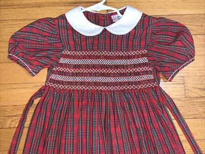 Orient Expressed Inc Smocked Red Plaid Dress Size 6
