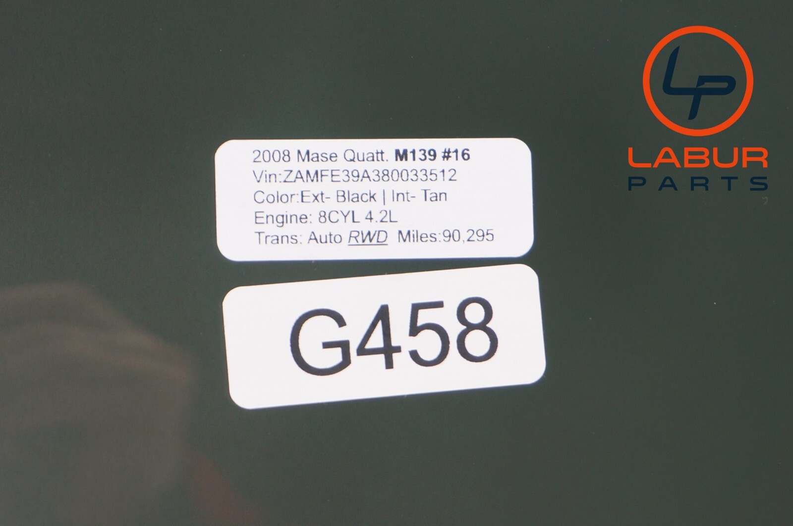 M139 03-13 Maserati Quattroporte Front Right Passenger Door Window Glass G458