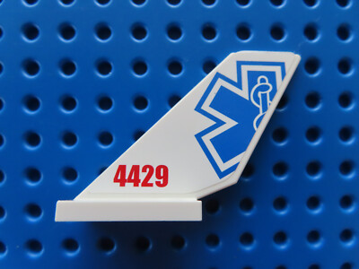 Lego 1 x Heckflügel Leitwerk Tail Shuttle 6239pb037 weiß Sticker Arzt EMT 4429