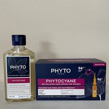 Phyto Phytocyane invigorating shampoo  revitalizing hair serum for women duo